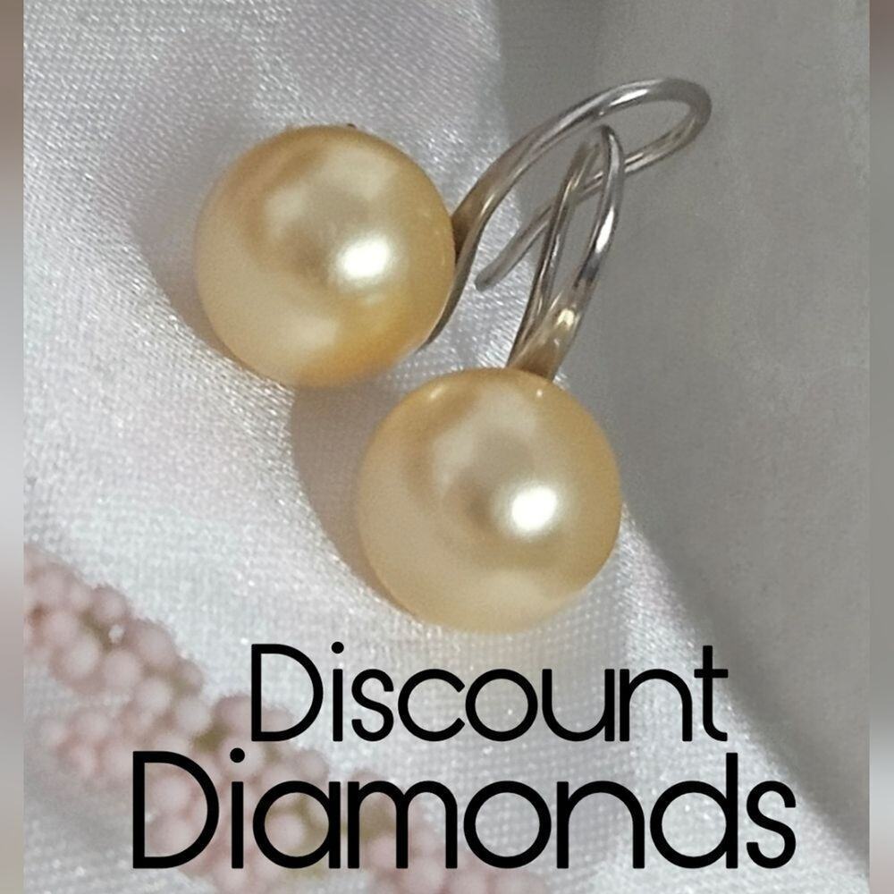 Yellow South Sea Shell 10 mm Pearl French Hook Earrings